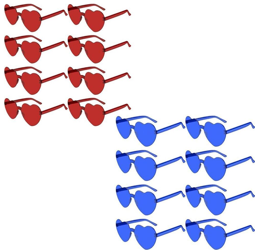 8585 Heart Sunglasses , 16 Pcs Heart Glasses Rimless Shaped Candy Color Fun